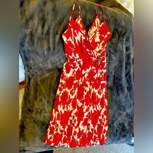 H&M Red Floral Faux Wrap Dress